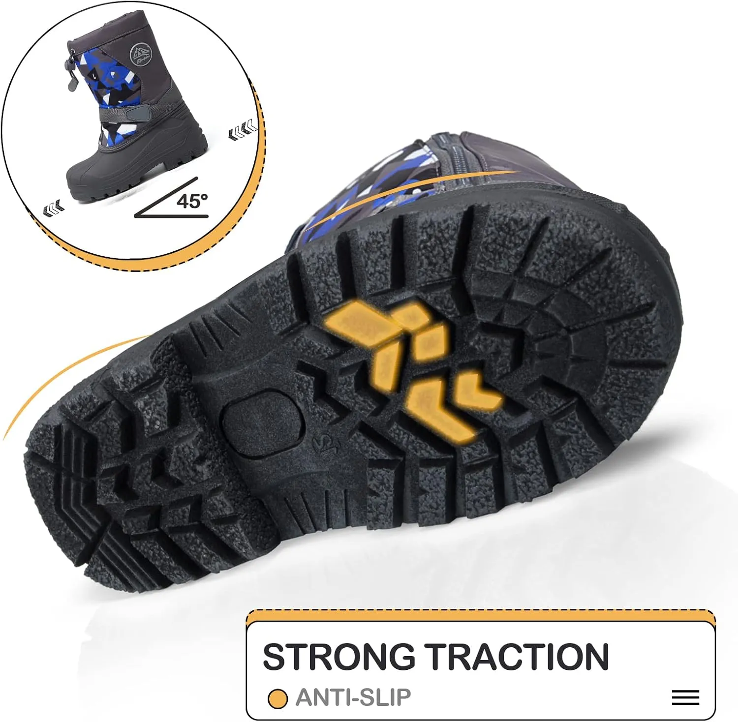 K KomForme Snow Boots for Boys & Girls Warm Waterproof Slip Resistant Winter Shoes (Toddler/Little Kid/Big Kid)