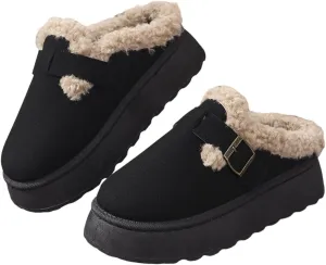Katutude Women's Slippers Thick Rubber Sole Fleece Lined Snow Boots Slip-On Shoes Soft Comfy Indoor Outdoor Anti-Slip Slipper Shoes