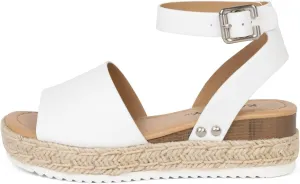 KAYDAY Girls’ Espadrille Platform Sandals – Open Toe Summer Shoes with Woven Jute Wrap, Adjustable Ankle Strap – Casual Dressy Style for Kids Chuy-IIS
