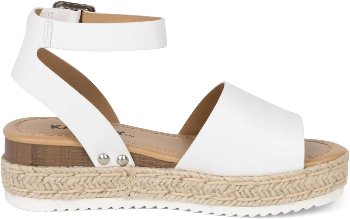 KAYDAY Girls’ Espadrille Platform Sandals – Open Toe Summer Shoes with Woven Jute Wrap, Adjustable Ankle Strap – Casual Dressy Style for Kids Chuy-IIS