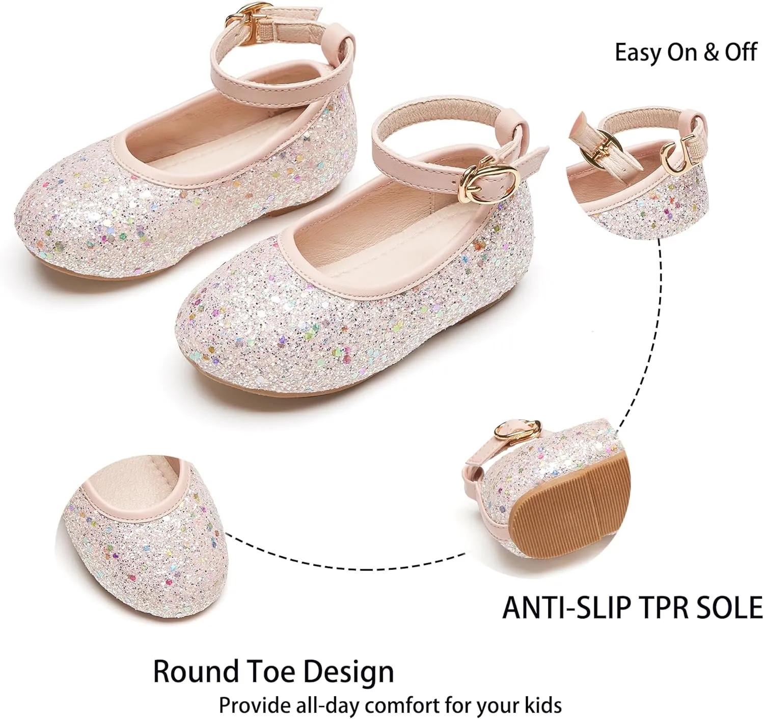 Kiderence Toddler Girls Dress Shoes Little Kids Mary Janes Ballet Flats Toddler