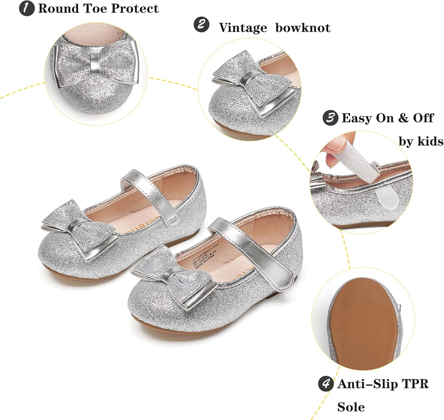 Kiderence Toddler Girls Dress Shoes Little Kids Mary Janes Ballet Flats Toddler