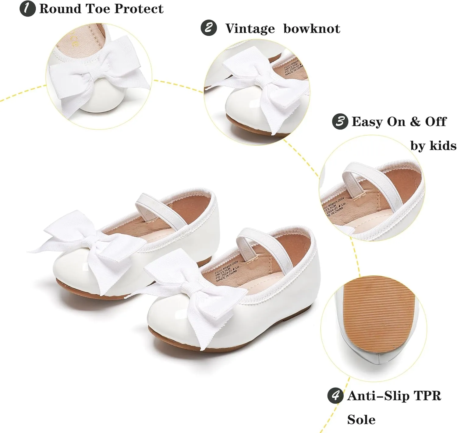 Kiderence Toddler Girls Dress Shoes Little Kids Mary Janes Ballet Flats Toddler