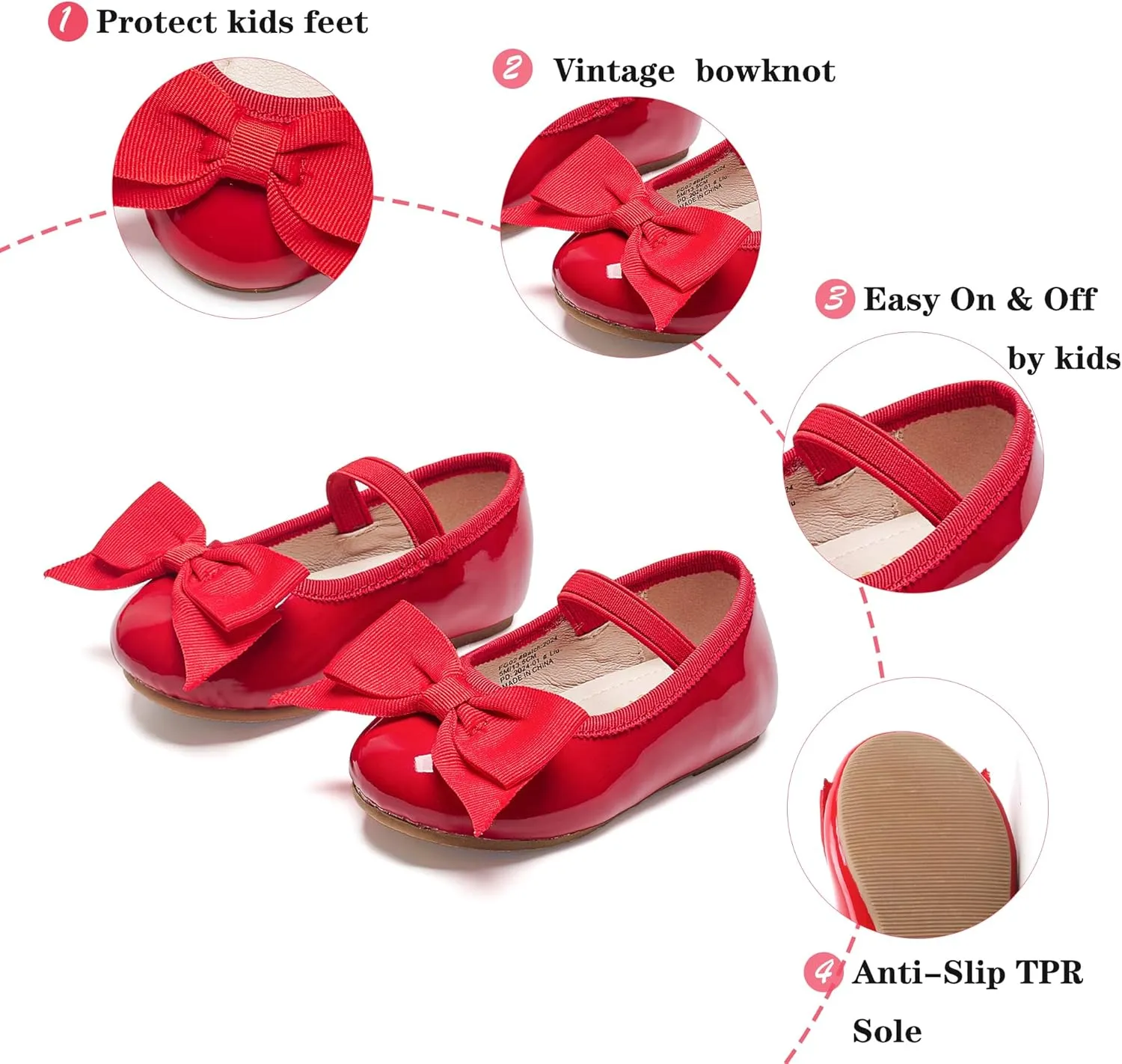Kiderence Toddler Girls Dress Shoes Little Kids Mary Janes Ballet Flats Toddler