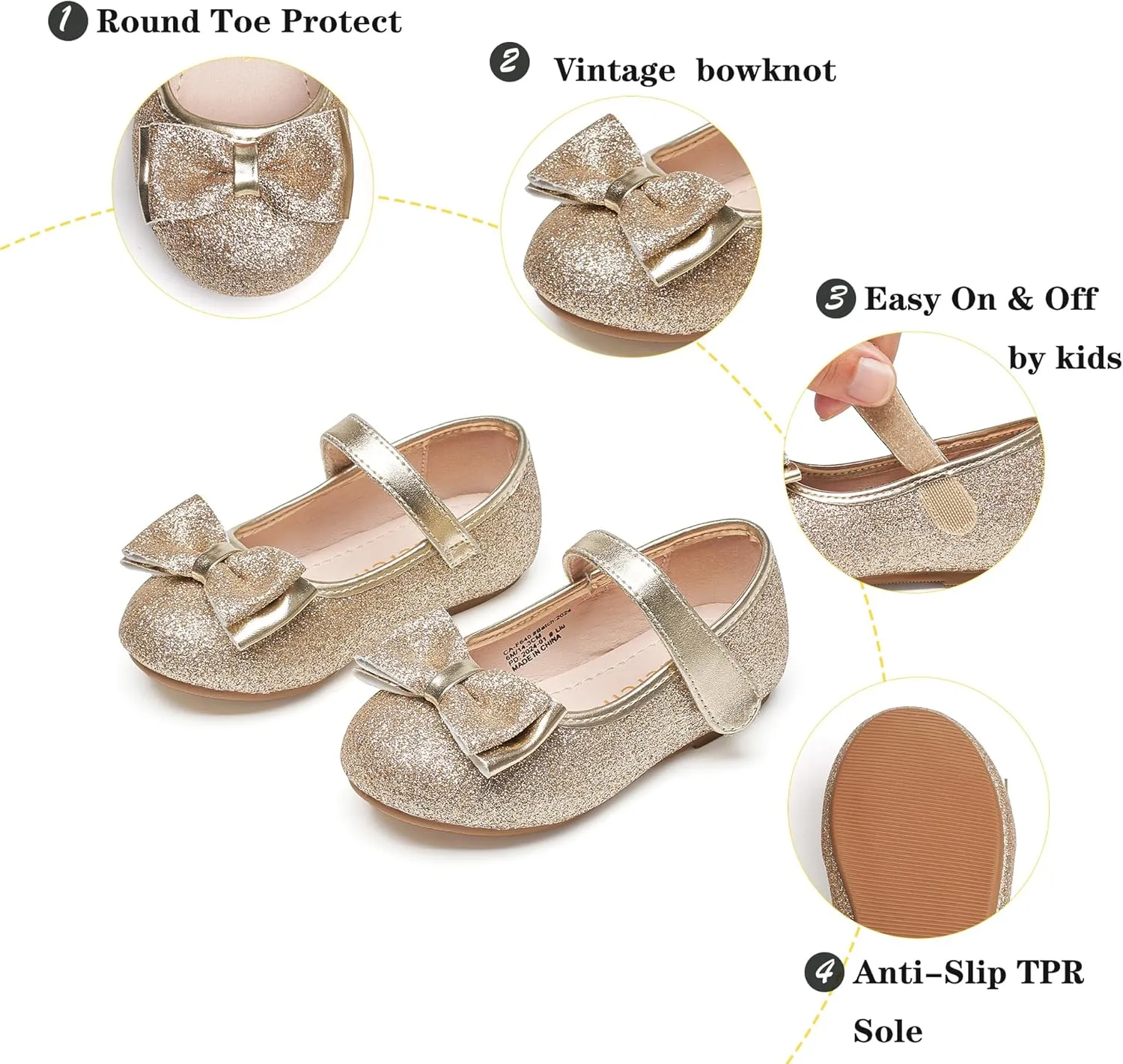 Kiderence Toddler Girls Dress Shoes Little Kids Mary Janes Ballet Flats Toddler