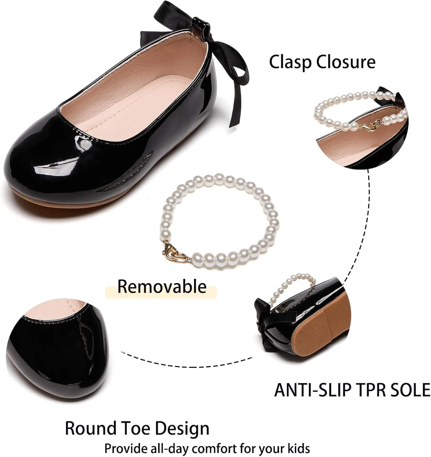 Kiderence Toddler Girls Dress Shoes Little Kids Mary Janes Ballet Flats Toddler