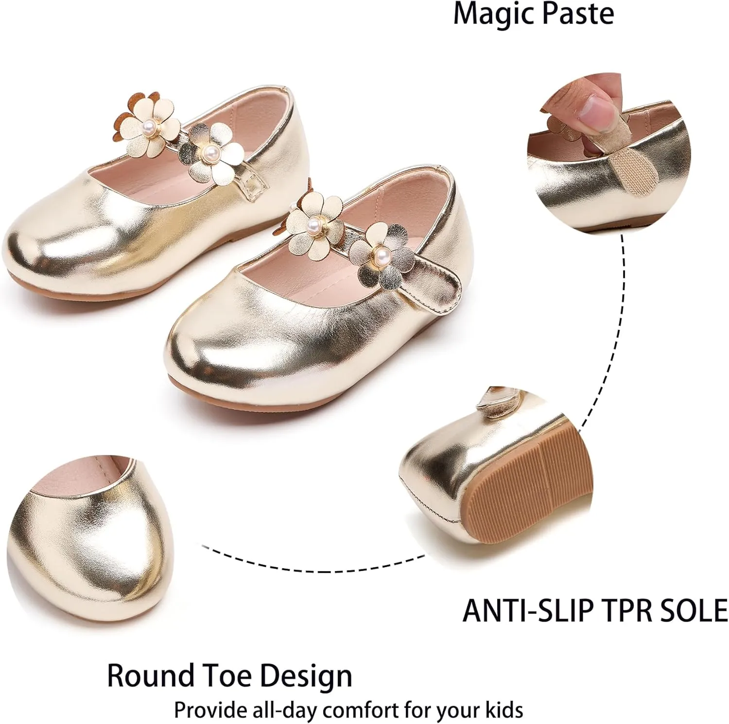 Kiderence Toddler Girls Dress Shoes Little Kids Mary Janes Ballet Flats Toddler