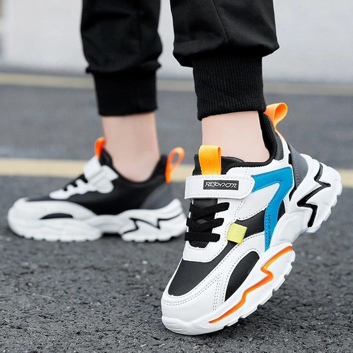 Kids Basketball Shoes Toddler Boys Girls Adjustable Mesh Sneakers Mid Top Training Shoes Non-Slip Sports Shoes
