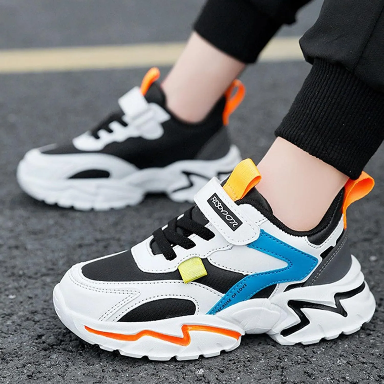 Kids Basketball Shoes Toddler Boys Girls Adjustable Mesh Sneakers Mid Top Training Shoes Non-Slip Sports Shoes