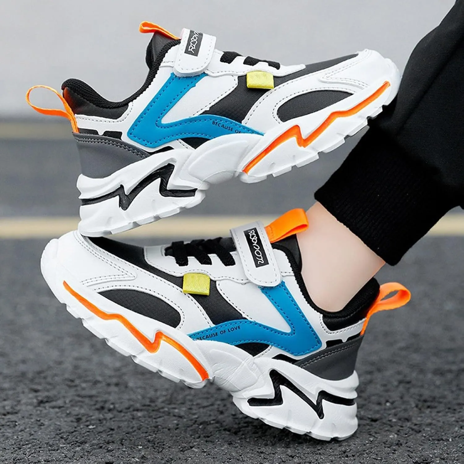 Kids Basketball Shoes Toddler Boys Girls Adjustable Mesh Sneakers Mid Top Training Shoes Non-Slip Sports Shoes