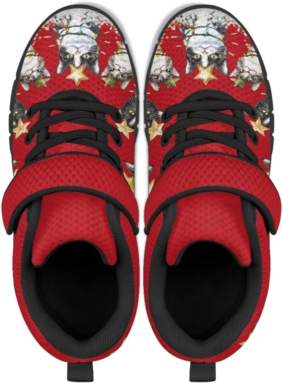 Kids Christmas Shoes for Girls Boys Single Buckle Sneakers Breathable Lightweight Mesh Running Walking Shoes