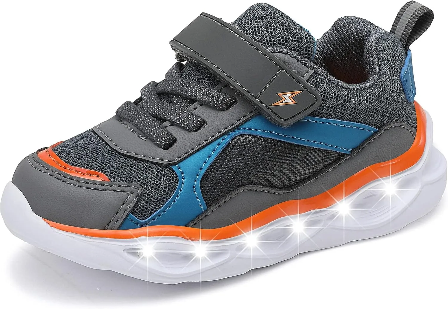 Kids LED Light Up Sneakers Breathable Sport Casual Girls Boys Shoes Adjustable Strap Flashing for Toddler/Little Kid
