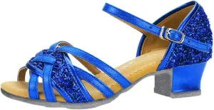 Kids Sandals Girls Latin Dance Shoes Low Heels Tango Salsa Ballroom Practice Performance Dancing Shoes 5-14Years