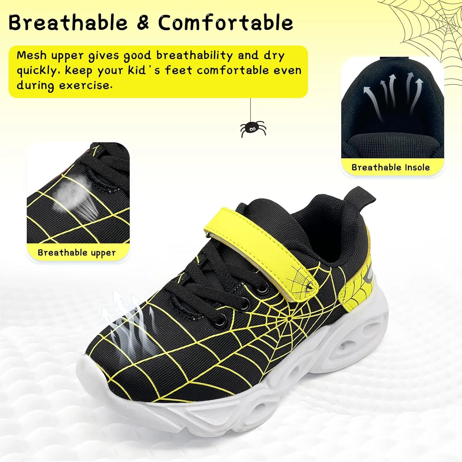 Kids Shoes Toddler Boys Girls Athletic Running Sports Sneakers Non-Slip Lightweight Sneakers Unisex Luminous Sneakers for Toddler/Little Kid