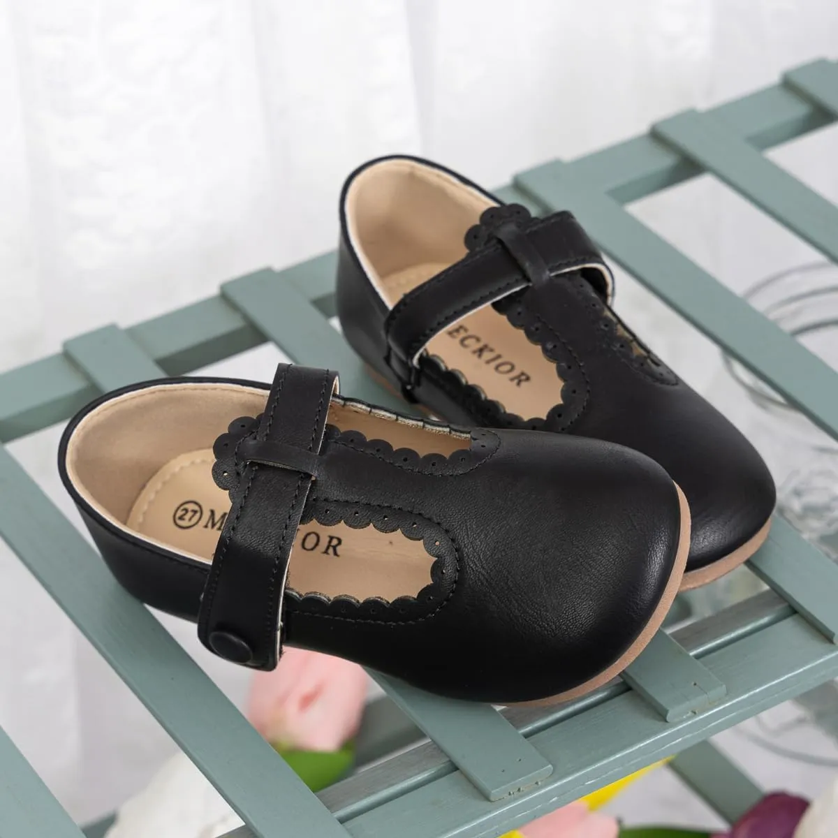 KIDSUN Toddler Girls Dress Shoes Mary Jane Flats Bow Princess Ballerina Wedding Party Back to School Shoes for Kids