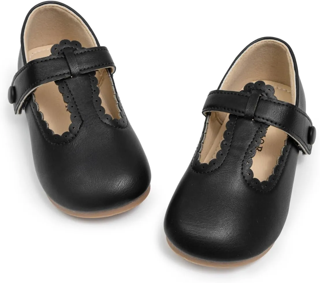 KIDSUN Toddler Girls Dress Shoes Mary Jane Flats Bow Princess Ballerina Wedding Party Back to School Shoes for Kids
