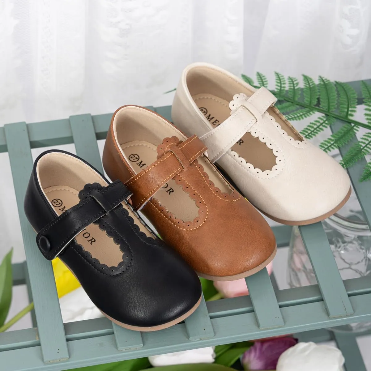 KIDSUN Toddler Girls Dress Shoes Mary Jane Flats Bow Princess Ballerina Wedding Party Back to School Shoes for Kids