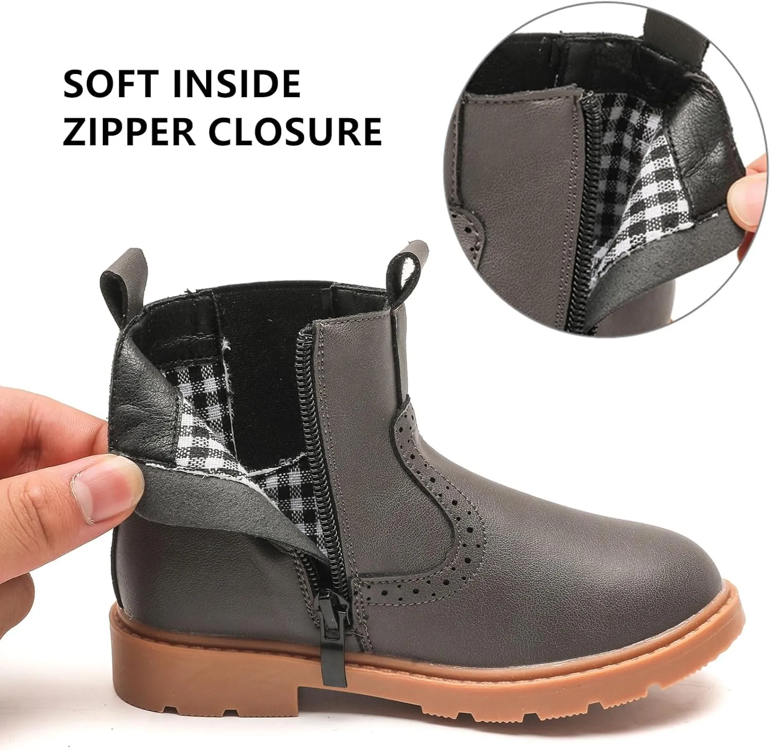 kkdom Boys Girls Waterproof Outdoor Side Zipper Comfort Chelsea Ankle Boots(Toddler/Little Kid/Big Kid)