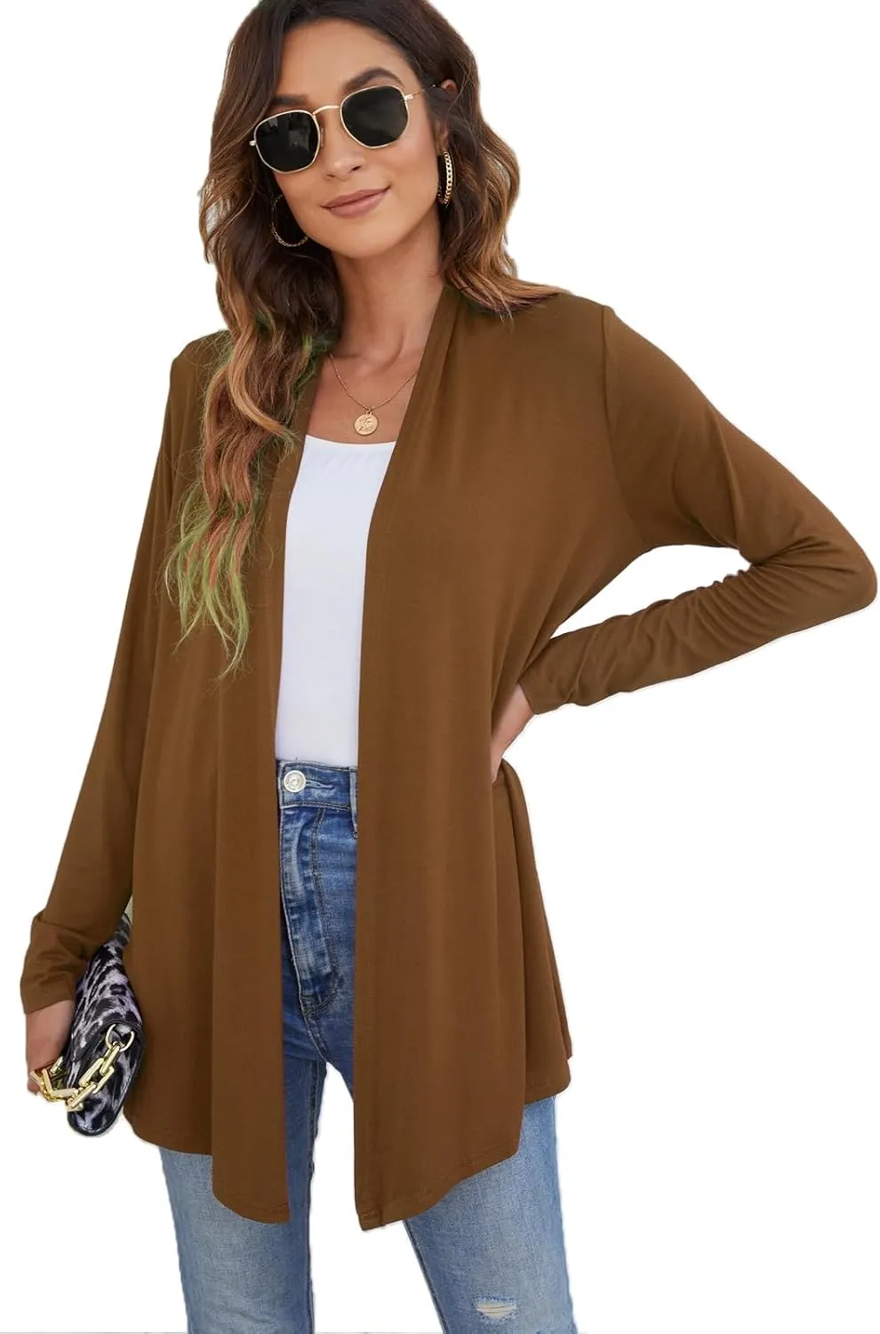 Ladlop Women's Lightweight Open Front Cardigans Long Sleeve Casual Soft Drape Fall Cardigan