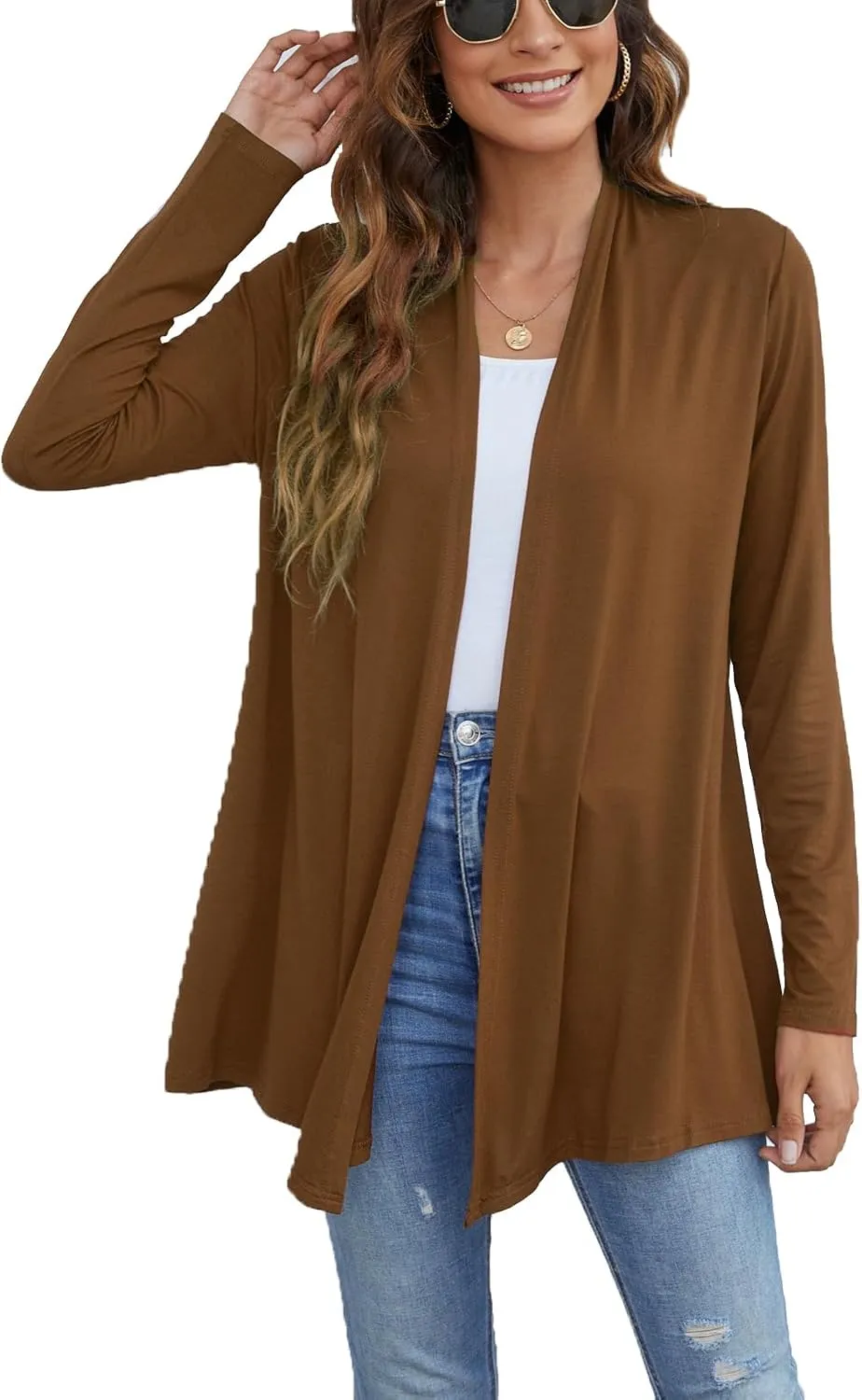Ladlop Women's Lightweight Open Front Cardigans Long Sleeve Casual Soft Drape Fall Cardigan