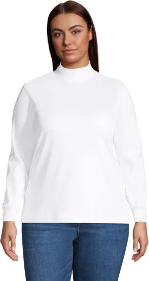 Lands' End Women's Long Sleeve American-Grown Supima Cotton Mock Turtleneck Shirt