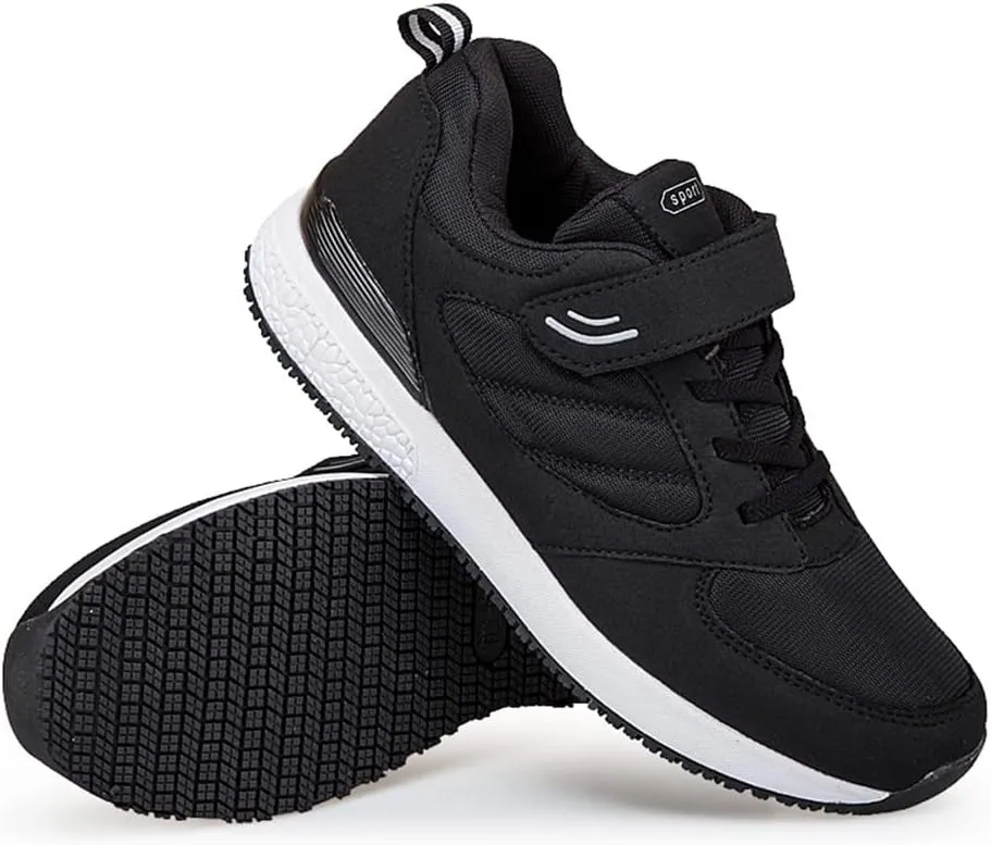 LEADER SHOW Men's Casual Elderly Safety Walking Shoes Light Weight Strap Comfort Sneakers