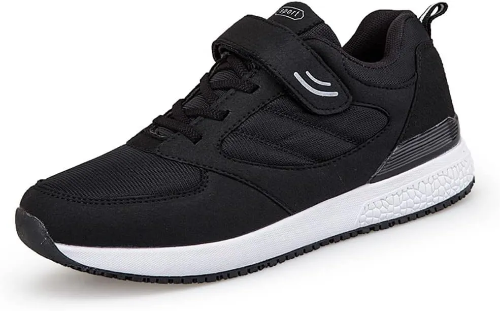 LEADER SHOW Men's Casual Elderly Safety Walking Shoes Light Weight Strap Comfort Sneakers