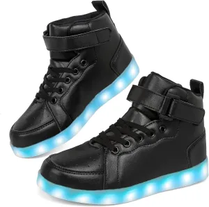 LED Light Up Shoes Kids High top Sneakers with USB Charging Flashing Luminous Shoes Dancing Sneakers for Boys Girls Toddles Gift Black