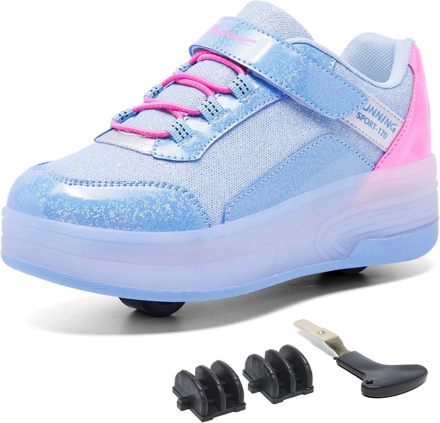 LED Roller Skates Shoes 4 Wheel Skating for Kids 5-15 Years -12 Light Modes Boys Girls Light Up Sneakers for Birthday