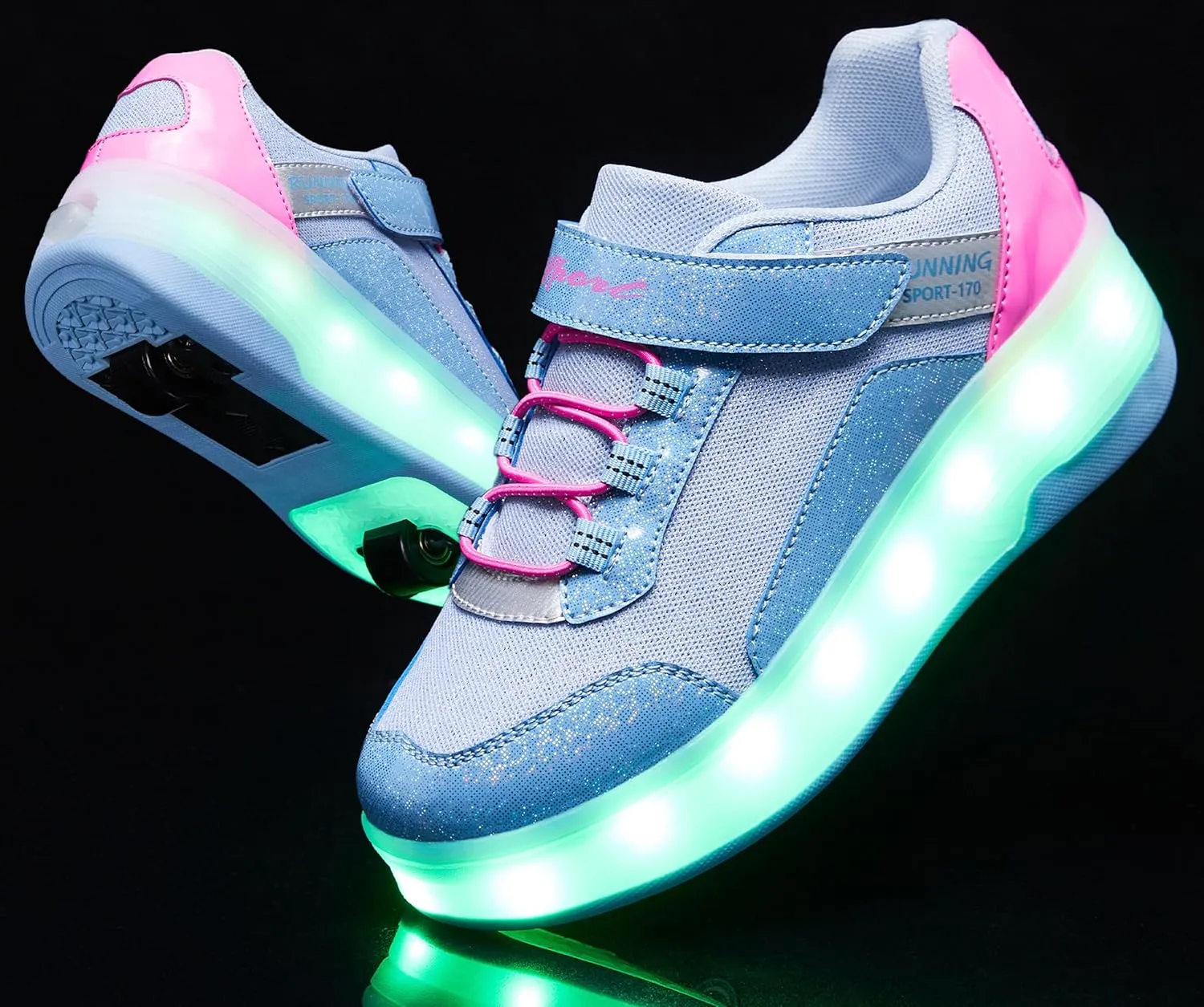 LED Roller Skates Shoes 4 Wheel Skating for Kids 5-15 Years -12 Light Modes Boys Girls Light Up Sneakers for Birthday