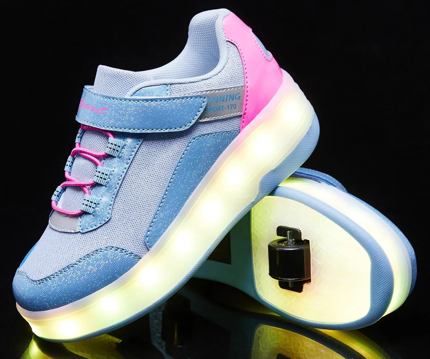 LED Roller Skates Shoes 4 Wheel Skating for Kids 5-15 Years -12 Light Modes Boys Girls Light Up Sneakers for Birthday