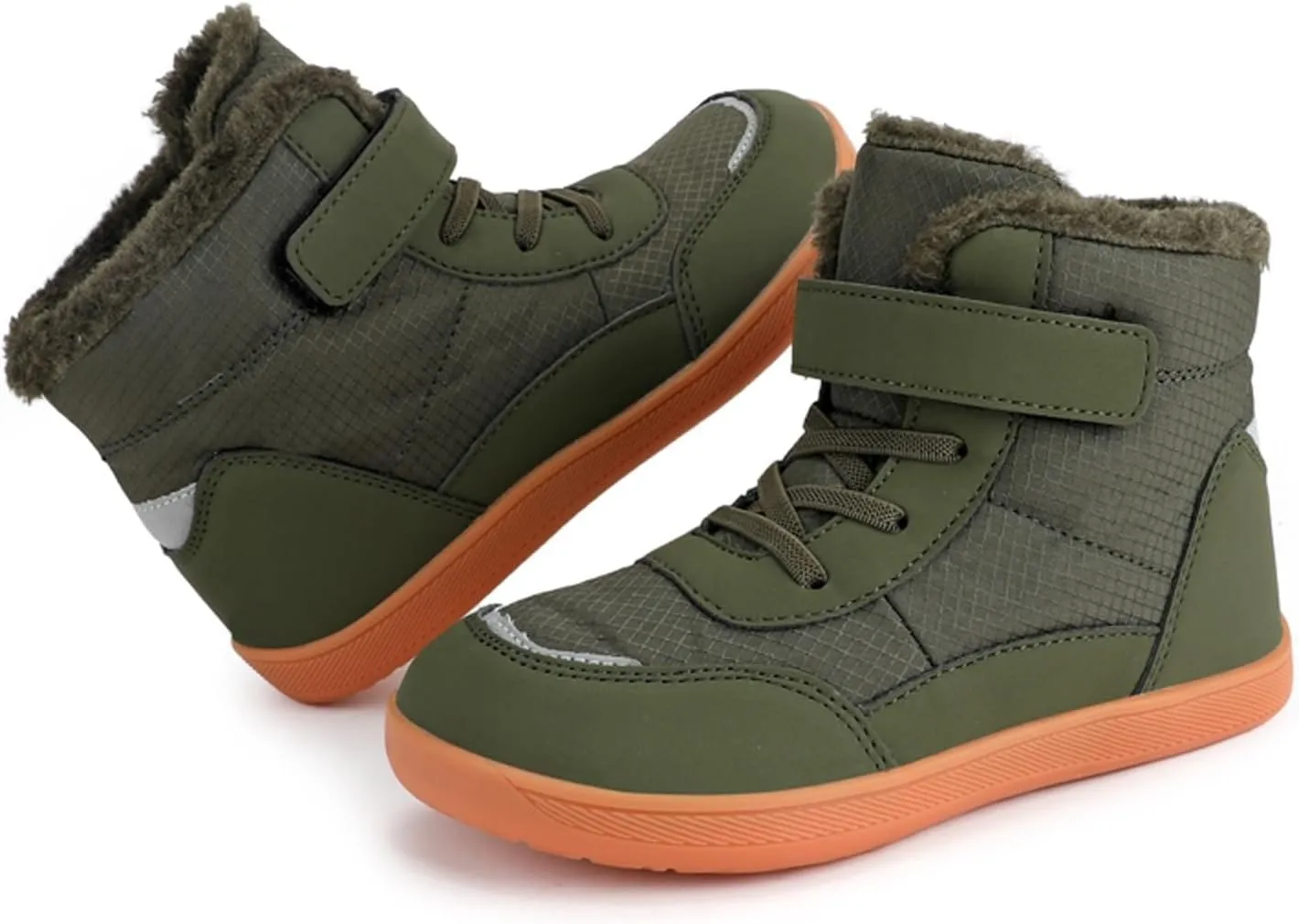 Little Kid Lined Plush Sport Shoes Boys Girls Wide Winter High Top Sneakers Faux F𝐮r Ankle Boots Warm Walking Shoes