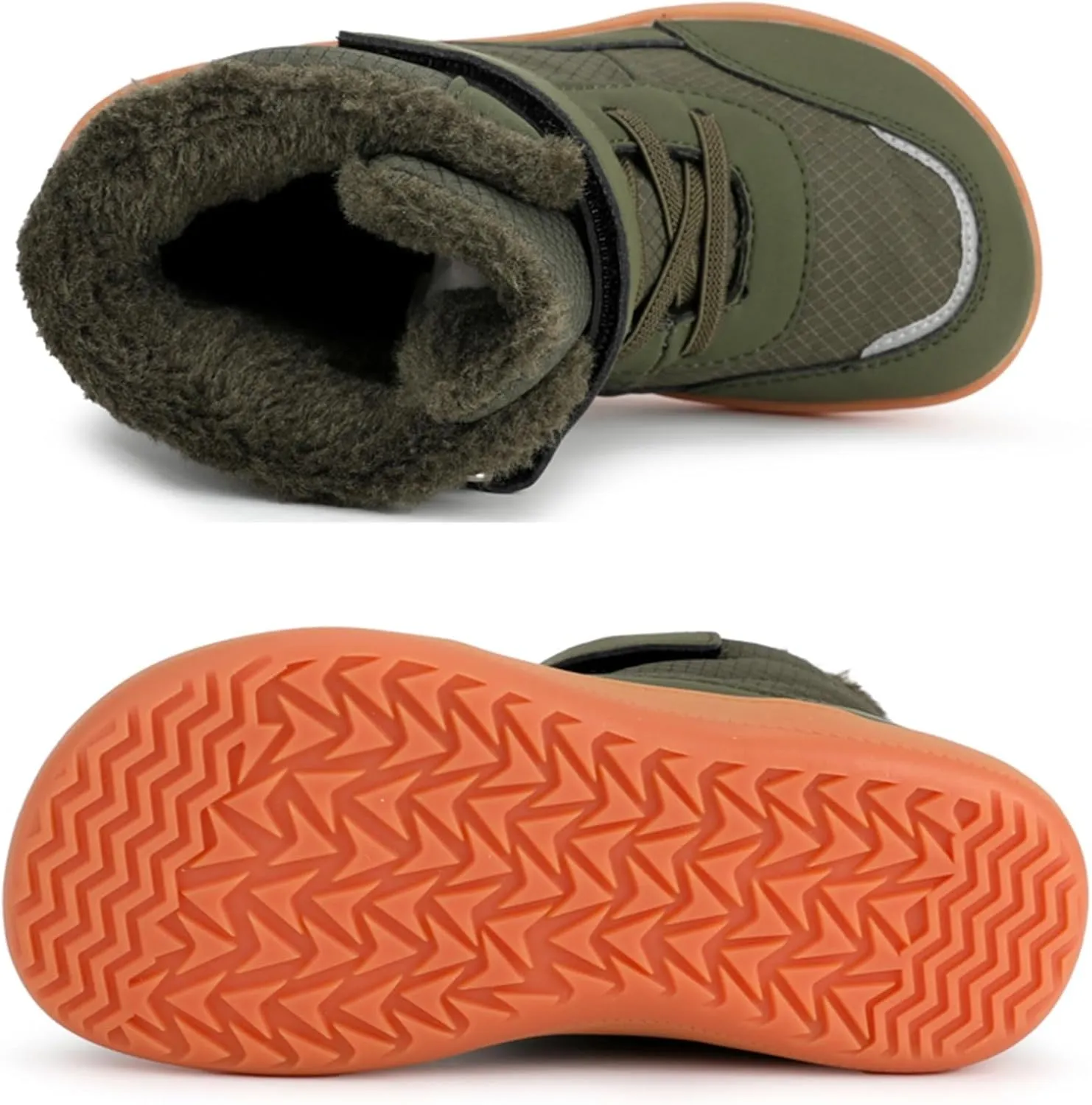 Little Kid Lined Plush Sport Shoes Boys Girls Wide Winter High Top Sneakers Faux F𝐮r Ankle Boots Warm Walking Shoes