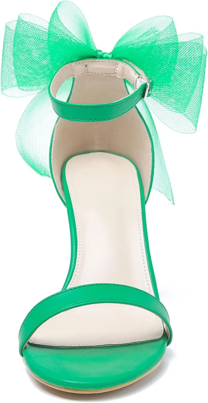 LIURUIJIA Women's Open Toe Stiletto Heels with Bow One Strap Sandals Wedding Party Prom Dress Shoes