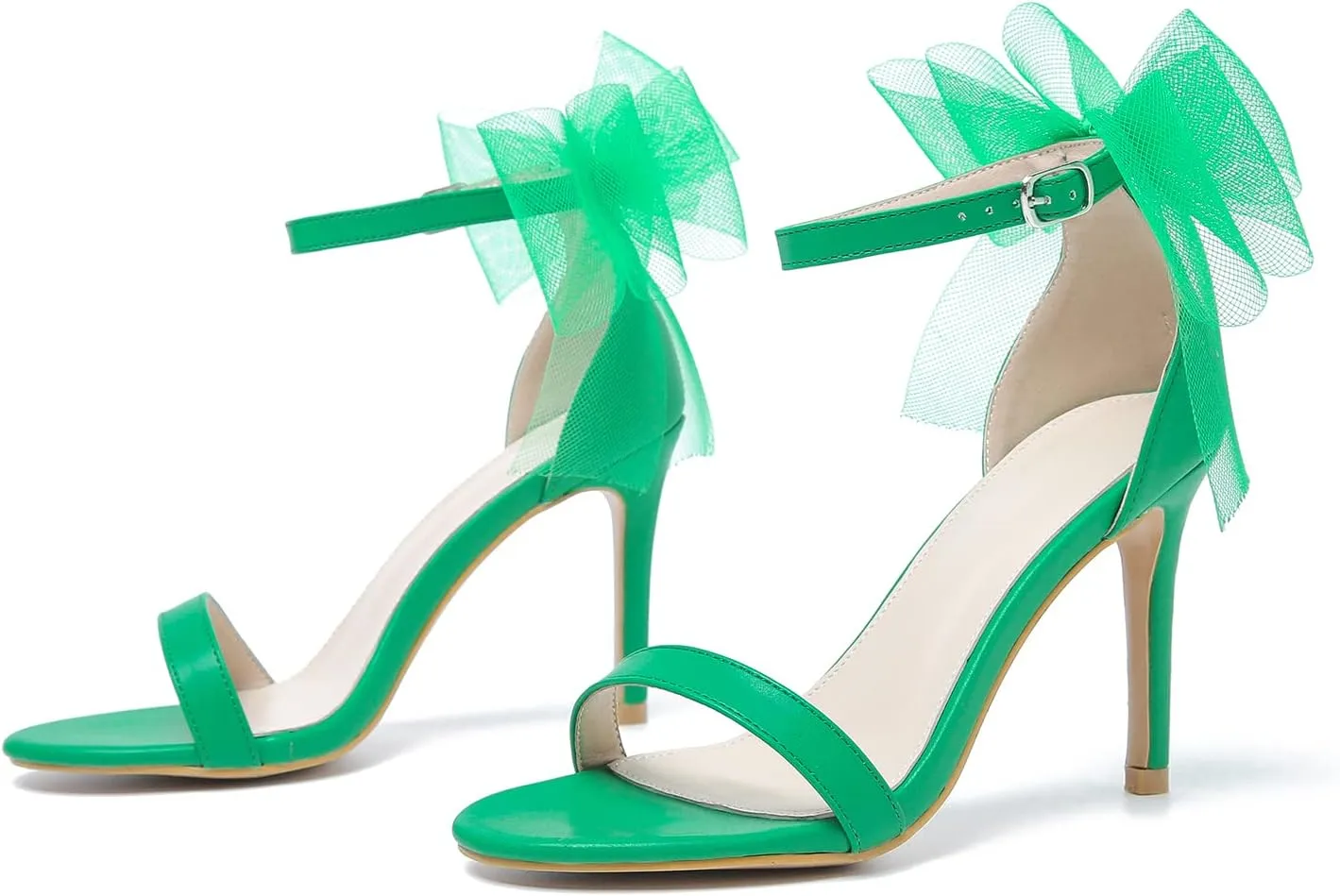 LIURUIJIA Women's Open Toe Stiletto Heels with Bow One Strap Sandals Wedding Party Prom Dress Shoes