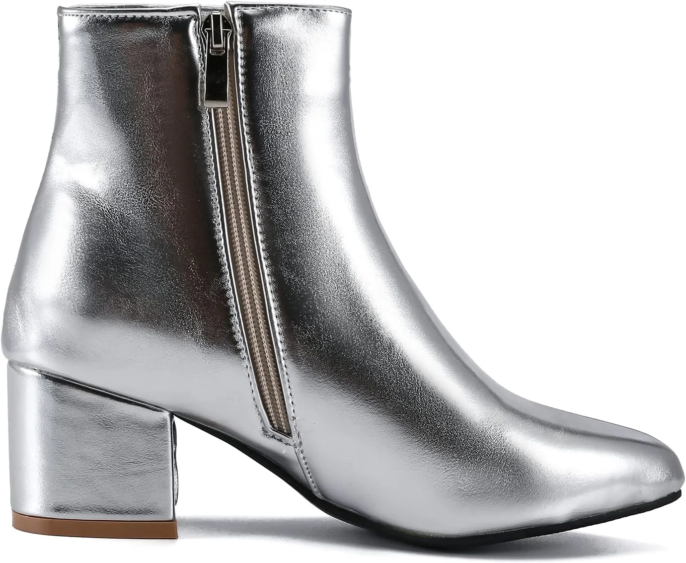 LIURUIJIA Womens Pointed Toe Ankle Boots Mid Chunky Heel Side Zipper Lined Fall Winter Fashion Boots