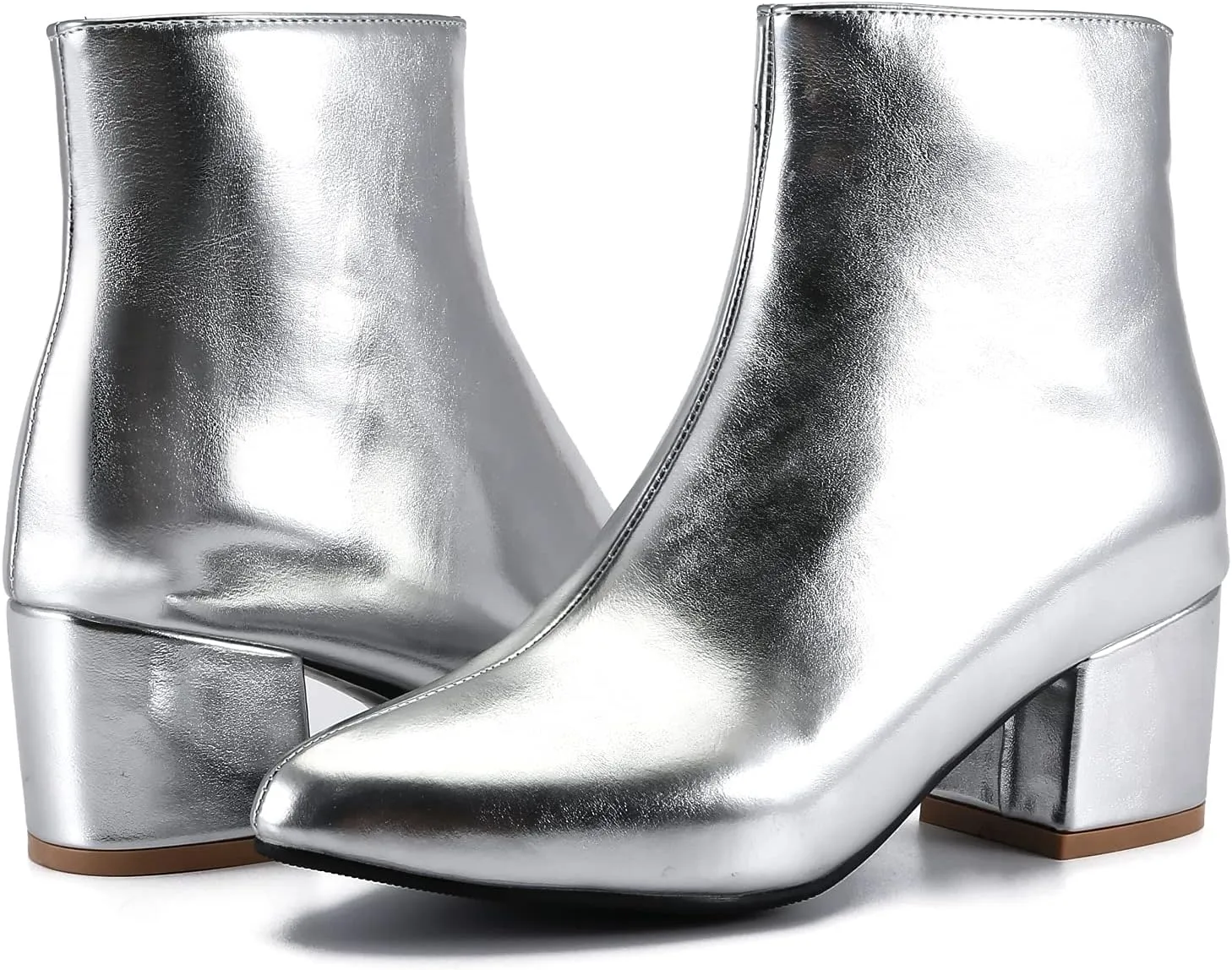 LIURUIJIA Womens Pointed Toe Ankle Boots Mid Chunky Heel Side Zipper Lined Fall Winter Fashion Boots
