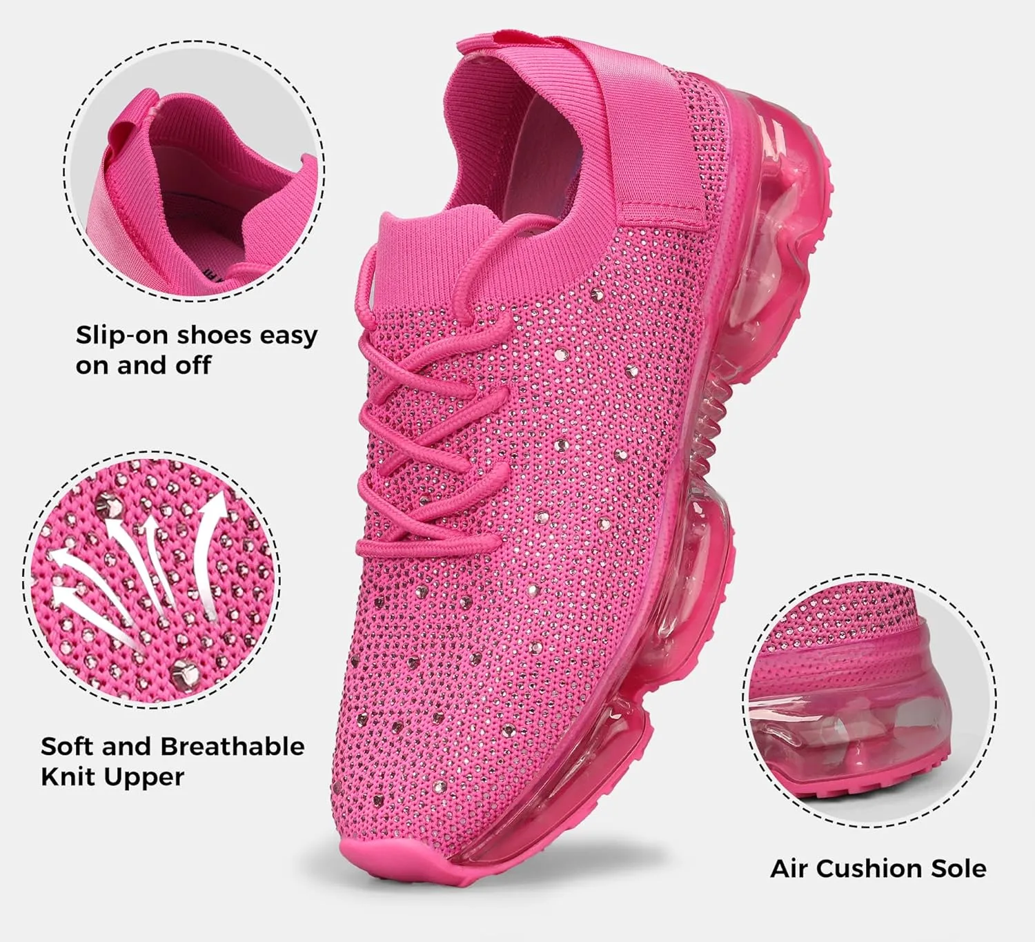 LUCKY STEP Women Air Cushion Fashion Sneakers Breathable Casual Comfortable Lightweight Walking Shoes