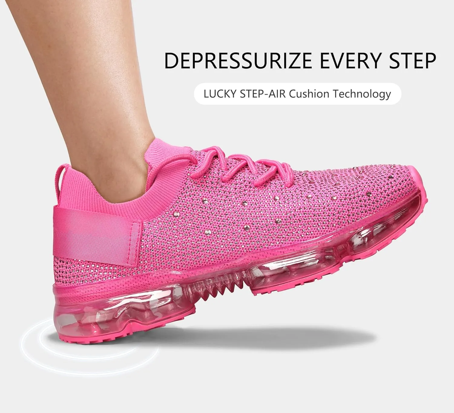 LUCKY STEP Women Air Cushion Fashion Sneakers Breathable Casual Comfortable Lightweight Walking Shoes