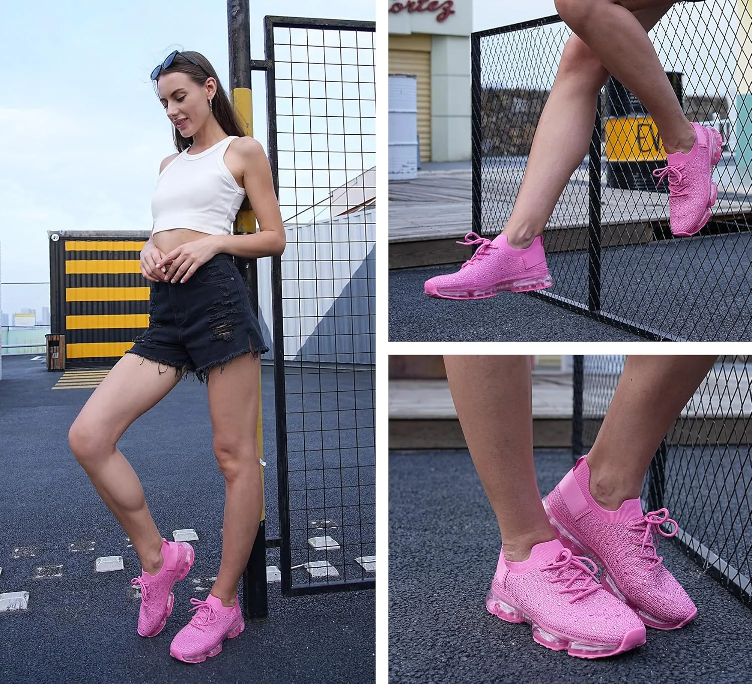 LUCKY STEP Women Air Cushion Fashion Sneakers Breathable Casual Comfortable Lightweight Walking Shoes