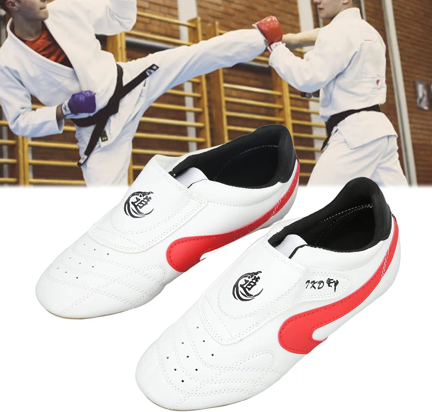 Martial Arts Sneakers, Oxford Leather Sole Simple Taekwondo Shoes Wearproof Breathable Unisex for Kung Fu