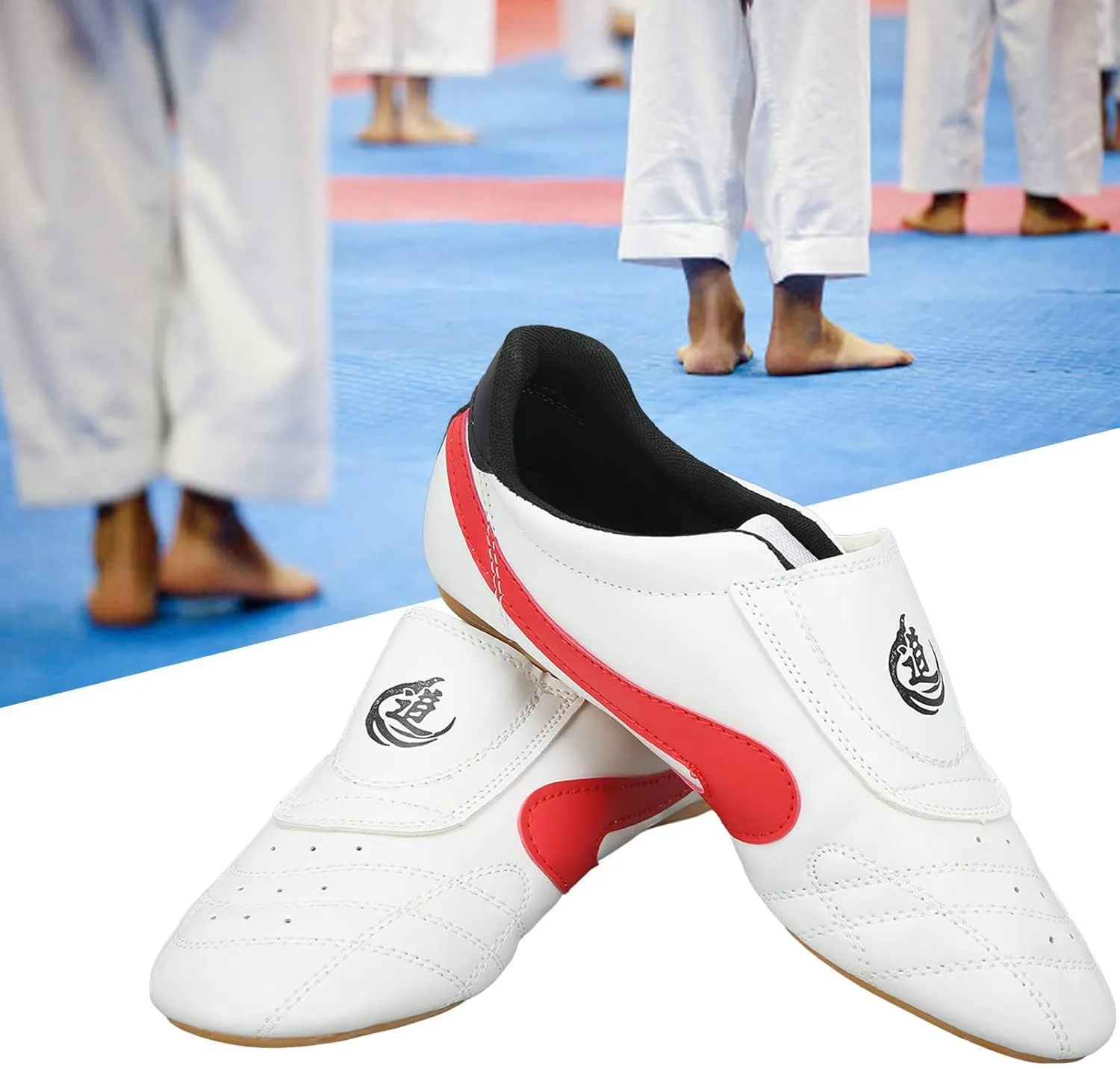 Martial Arts Sneakers, Oxford Leather Sole Simple Taekwondo Shoes Wearproof Breathable Unisex for Kung Fu