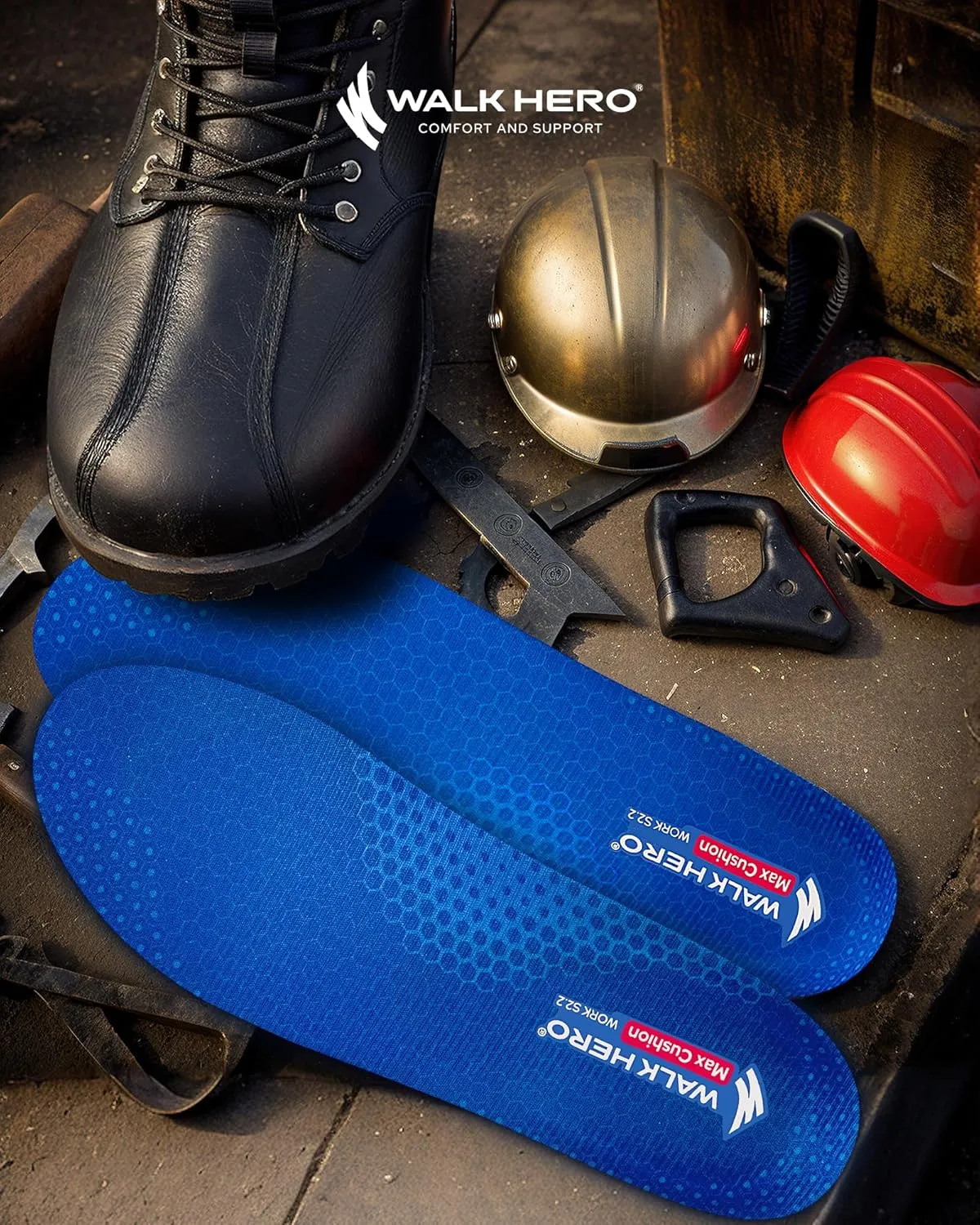 Maximum Cushion Shoes Inserts, Plantar Fasciitis Insoles for Men & Women, Arch Support Orthotics for Heel Pain Relief, Standing All Day, Work Boots (Mens 12-12.5 | Womens 14-14.5, Starry Blue)