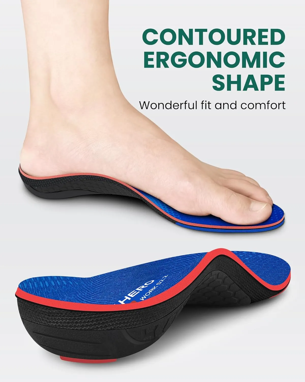 Maximum Cushion Shoes Inserts, Plantar Fasciitis Insoles for Men & Women, Arch Support Orthotics for Heel Pain Relief, Standing All Day, Work Boots (Mens 12-12.5 | Womens 14-14.5, Starry Blue)