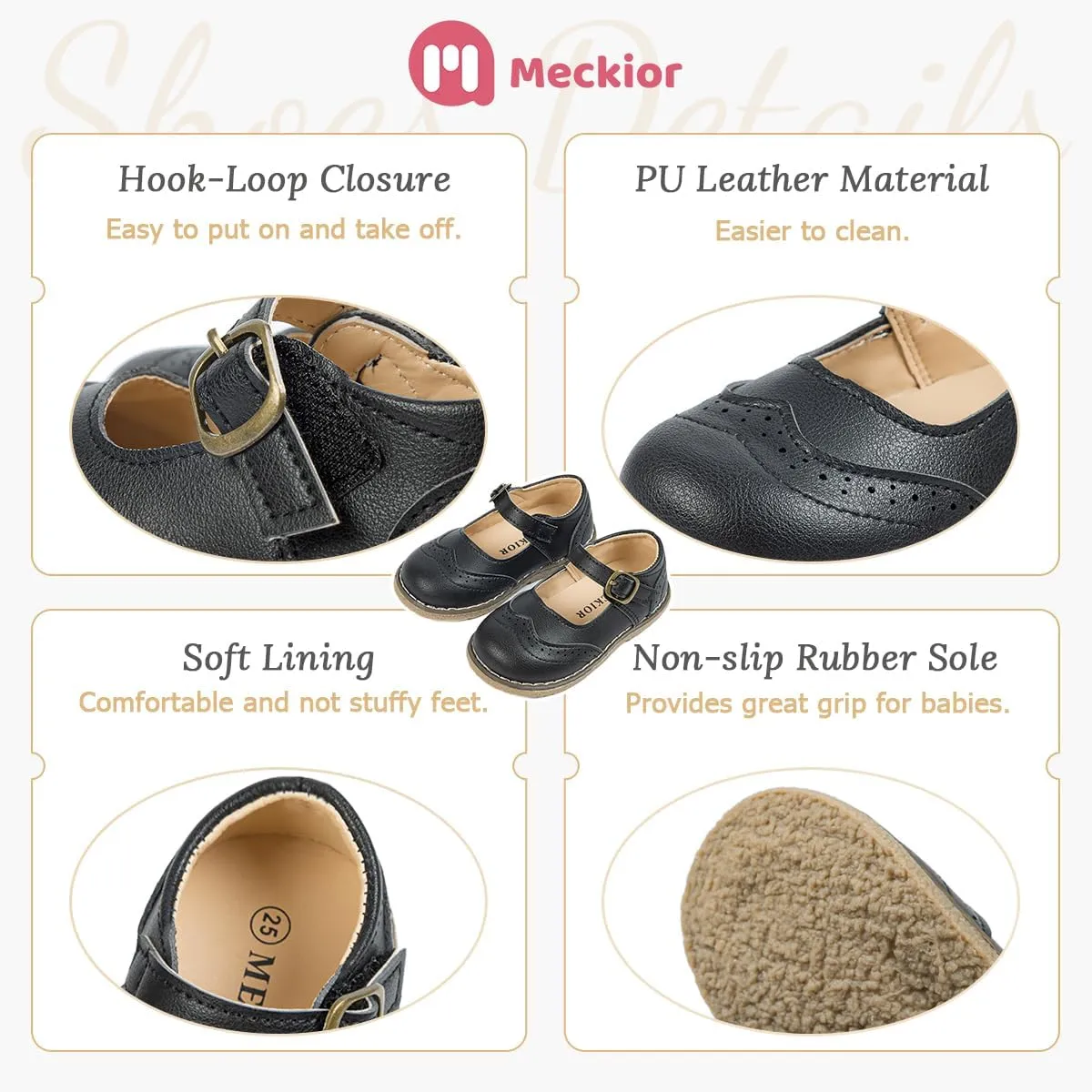 Meckior Toddler Little Girl Mary Jane Dress Shoes Ballet Flats for Girl Party School Shoes Bowknot Princess Shoes
