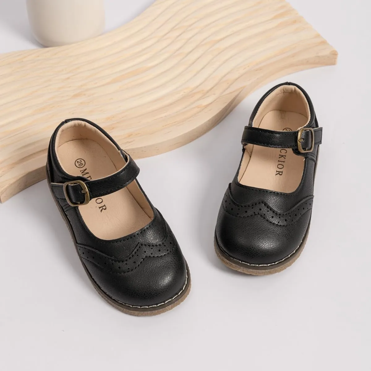 Meckior Toddler Little Girl Mary Jane Dress Shoes Ballet Flats for Girl Party School Shoes Bowknot Princess Shoes