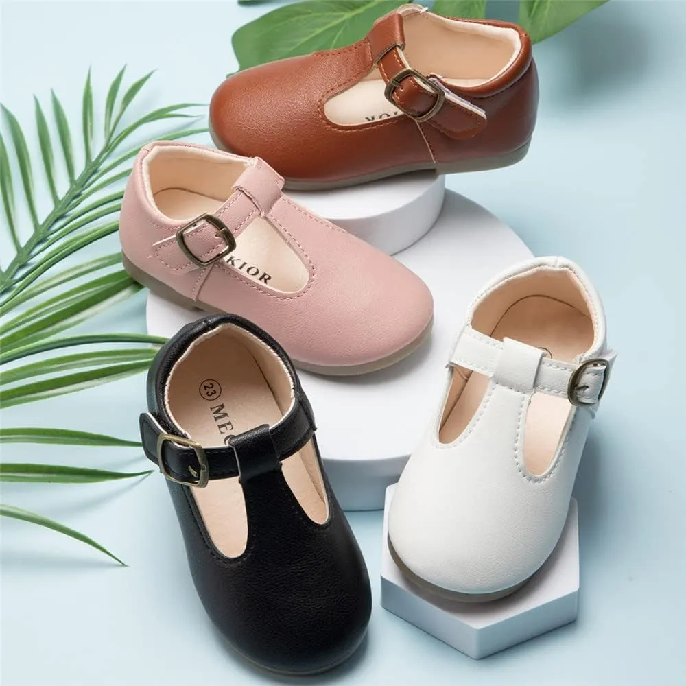 Meckior Toddler Little Girl Mary Jane Dress Shoes Ballet Flats for Girl Party School Shoes Bowknot Princess Shoes