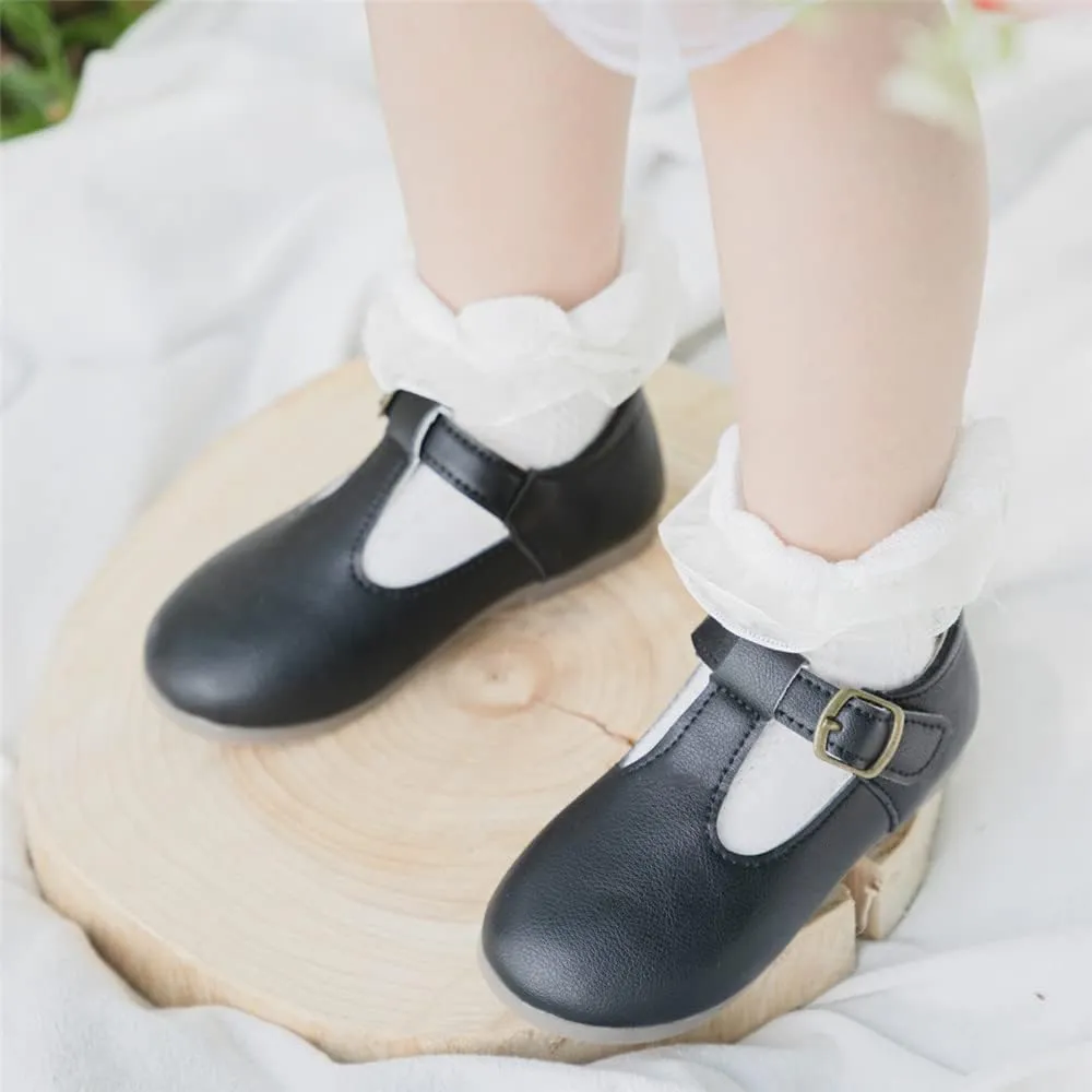 Meckior Toddler Little Girl Mary Jane Dress Shoes Ballet Flats for Girl Party School Shoes Bowknot Princess Shoes
