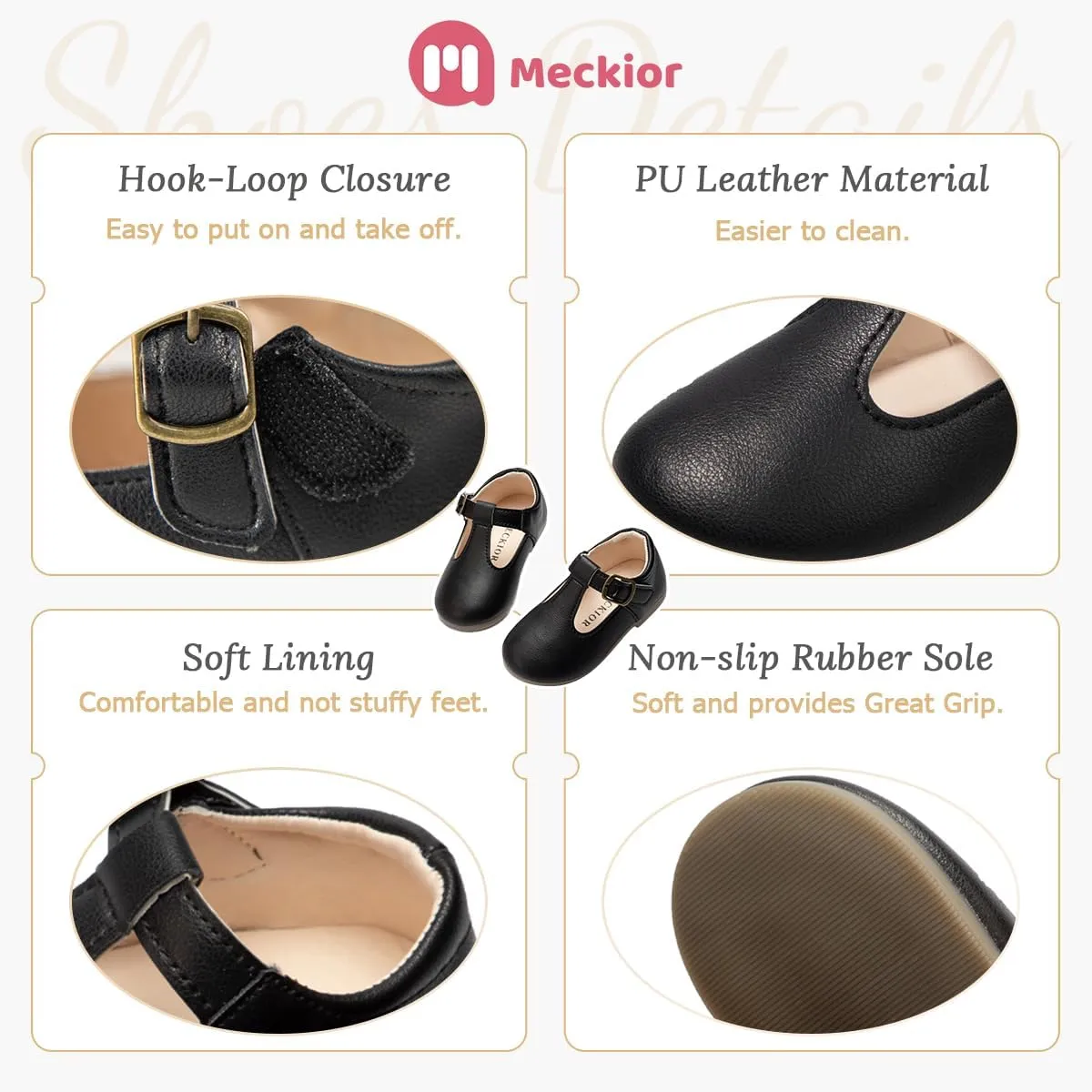 Meckior Toddler Little Girl Mary Jane Dress Shoes Ballet Flats for Girl Party School Shoes Bowknot Princess Shoes