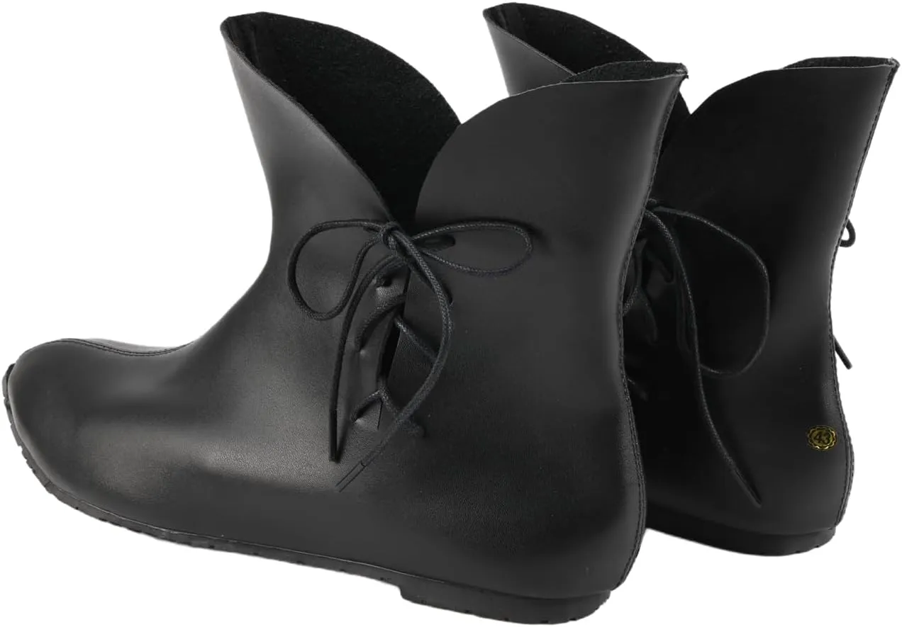 Medieval Curved Pointed Boots Renaissance Lace-Up Roman Shoes Viking Pirate Cosplay Stage Performance Party for Adult